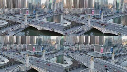 天津城市交通航拍运镜高清在线视频素材下载