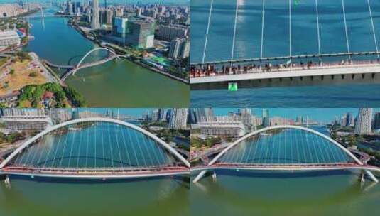 多镜头广州海心桥航拍高清在线视频素材下载