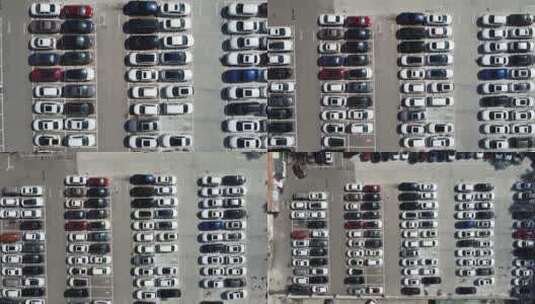 俯拍武汉城市停车场高清在线视频素材下载