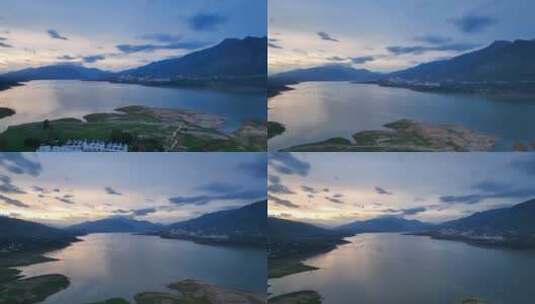 湖泊湖畔傍晚美景4K高清在线视频素材下载