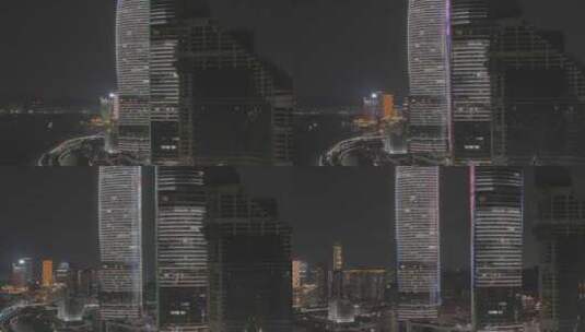 厦门市思明区演武大桥双子塔双子大厦航拍高清在线视频素材下载