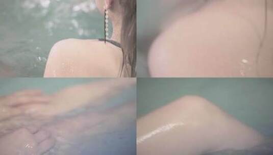 温泉 洗浴 游泳池 美女 泡池 泡澡 游泳高清在线视频素材下载