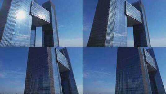摩天大楼高空商厦裙楼景观航拍高清在线视频素材下载