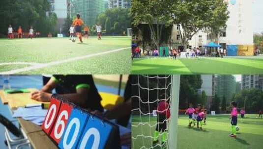 踢足球 儿童 足球场高清在线视频素材下载