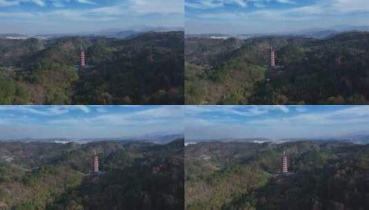 新昌大佛寺栖光净寺航拍高清在线视频素材下载