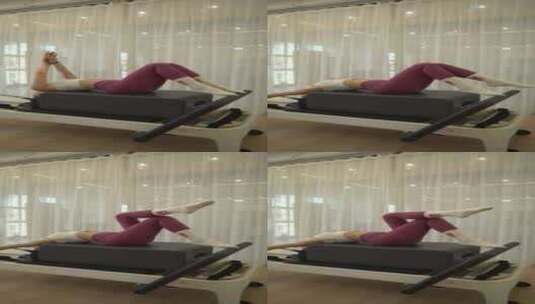 美女普拉提瑜伽运动翘臀塑体塑形动作高清在线视频素材下载