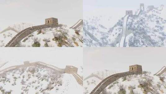 万里长城冬天雪景高清在线视频素材下载