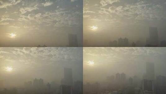 城市雾霾日出高清在线视频素材下载