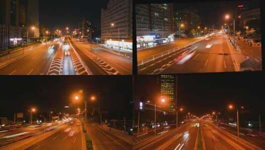 北京城市灯光夜景车流交通高清在线视频素材下载