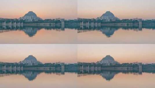 黄昏时分柳州鹅山与柳江延时摄影高清在线视频素材下载
