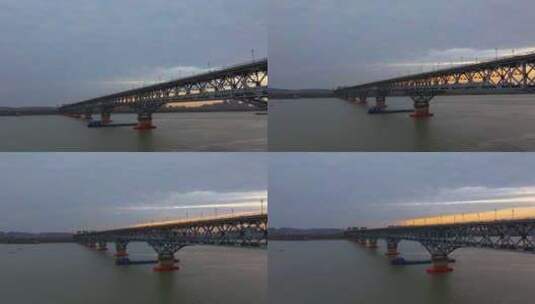 高铁经过南京长江大桥高清在线视频素材下载