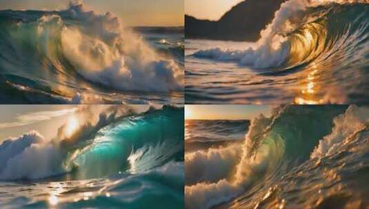 海洋巨浪-日落-海浪高清在线视频素材下载