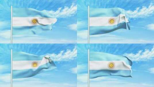 阿根廷国旗空中飘扬高清在线视频素材下载