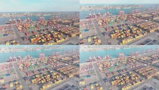 航拍天津货运码头高清在线视频素材下载