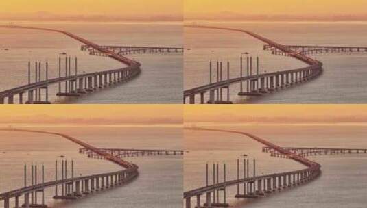 日落跨海大桥高清在线视频素材下载