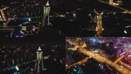 杭州市区西湖文化广场夜景延时高清在线视频素材下载