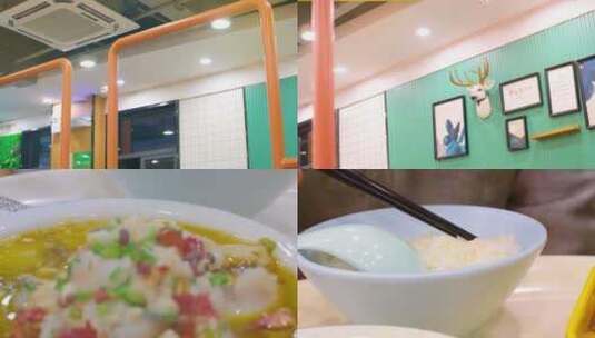 顾客在顺旺基快餐饭店餐厅用餐高清在线视频素材下载