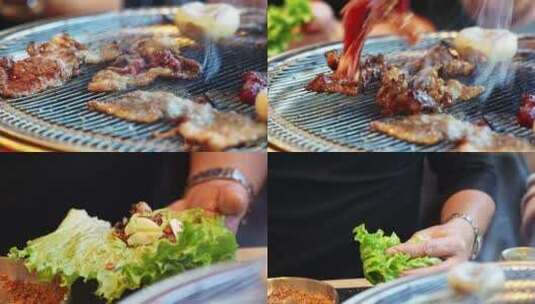 【合集】烤肉男子吃肉空镜头高清在线视频素材下载