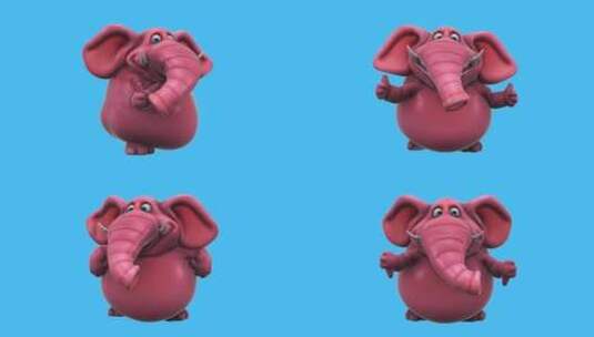 有趣的3D卡通大象，拇指上下（包括alp高清在线视频素材下载