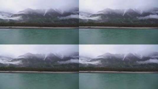 西藏林芝波密桃花沟青山绿水云雾缭绕高清在线视频素材下载