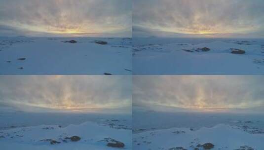南极洲日出冰川上空鸟瞰高清在线视频素材下载