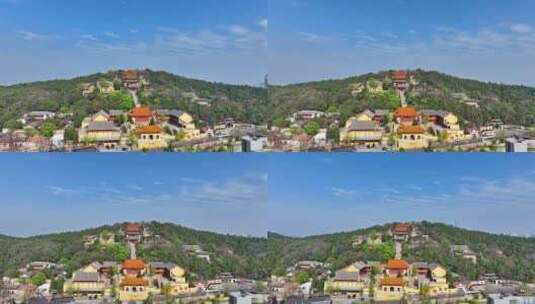 航拍春天云龙湖风景区兴化禅寺,徐州寺庙高清在线视频素材下载