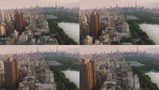 美国纽约城市景观夏夜史诗电影曼哈顿全景高清在线视频素材下载