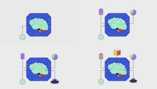 机器学习脑线2D动画高清在线视频素材下载