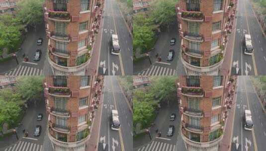 上海 武康大楼 街道航拍高清在线视频素材下载