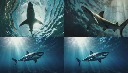 海中鲨鱼高清在线视频素材下载