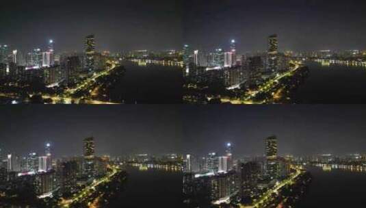 航拍惠州城市夜景灯光高清在线视频素材下载