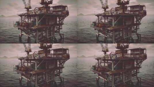 海洋中部的石油钻井平台高清在线视频素材下载