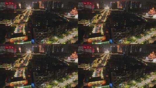 航拍咸阳统一广场夜景高清在线视频素材下载