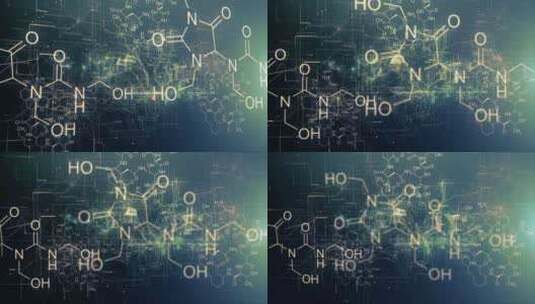 化学科学分子结构公式配平符号_4K高清在线视频素材下载