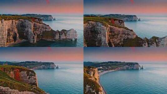 Etretat，诺曼底，海岸，海高清在线视频素材下载