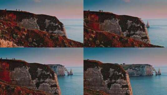 Etretat，诺曼底，海岸，海高清在线视频素材下载