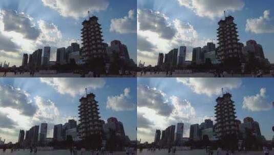 郑州百年德化德化步行街二七广场二七塔高清在线视频素材下载