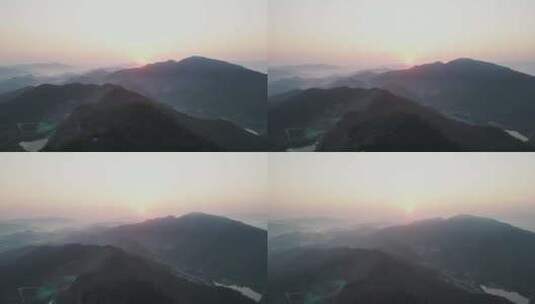 远山日落美丽乡村夕阳夕阳风光高清在线视频素材下载