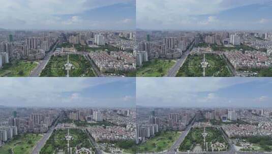 广东汕头城市绿化开放广场航拍高清在线视频素材下载