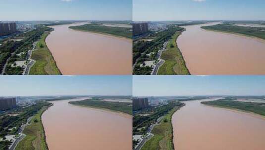 山东济南百里黄河风景区鹊华楼风景高清在线视频素材下载