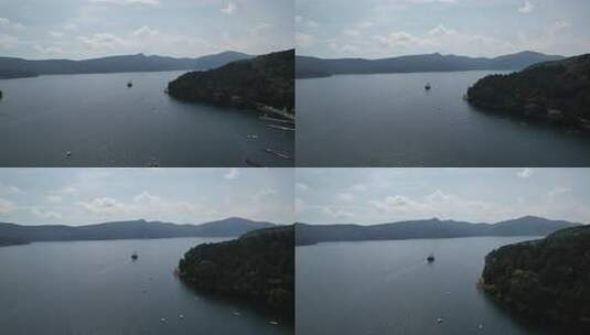 日本箱根湖神社鸟瞰高清在线视频素材下载