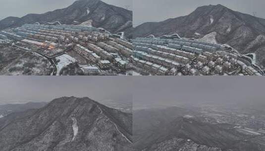 航拍 航拍石家庄 航拍石家庄雪景 雪景 冬至高清在线视频素材下载