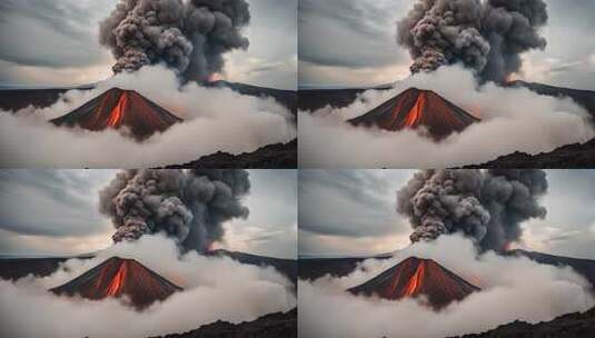 火山喷发壮观景象高清在线视频素材下载