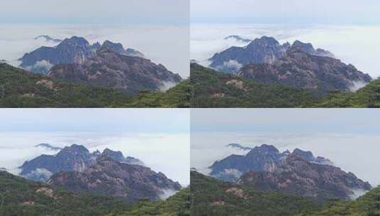 黄山云海缭绕的山峦景色高清在线视频素材下载