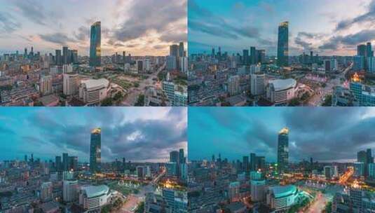 辽宁沈阳城市中心市府恒隆日落黄昏延时摄影高清在线视频素材下载