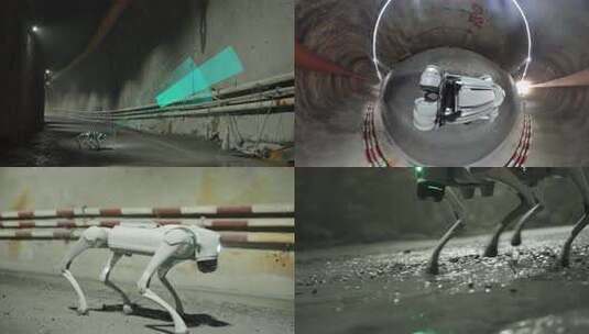 智能巡检四足机器狗隧道内巡检高清在线视频素材下载