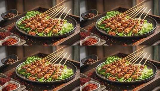 美味烤串肉串烧烤夜宵餐饮美食聚会高清在线视频素材下载