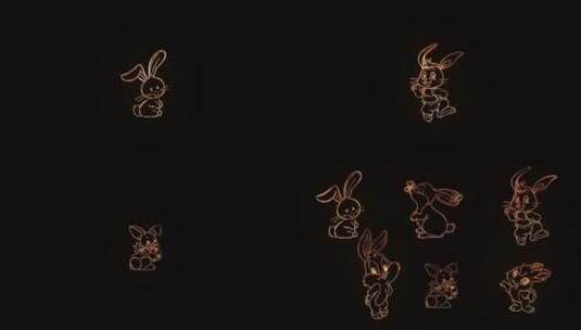 金属质感卯兔兔年春节新春拜年兔子元素高清AE视频素材下载