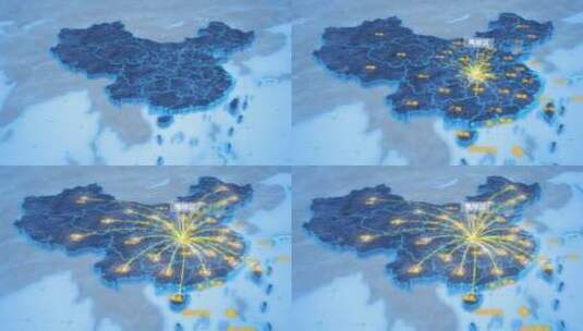 宜昌市夷陵区辐射全国网络地图ae模板高清AE视频素材下载