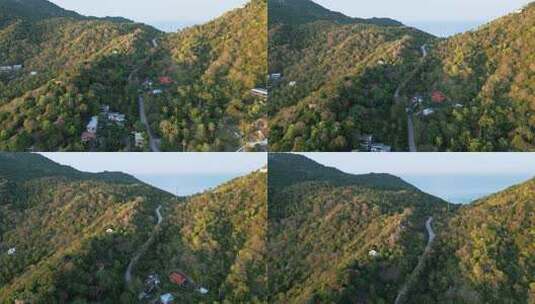 泰国涛岛空中展示了从狭窄的道路到山丘的令高清在线视频素材下载